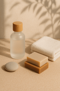 Natuurlijke verzorging: handzeep, flacons en herbruikbare doekjes