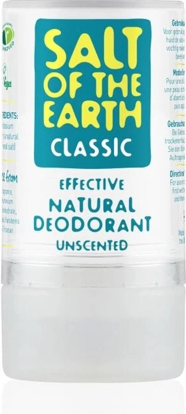 Salt of the Earth natuurlijke deodorant stick van mineraalzout, geurloos en plasticvrij – 90g